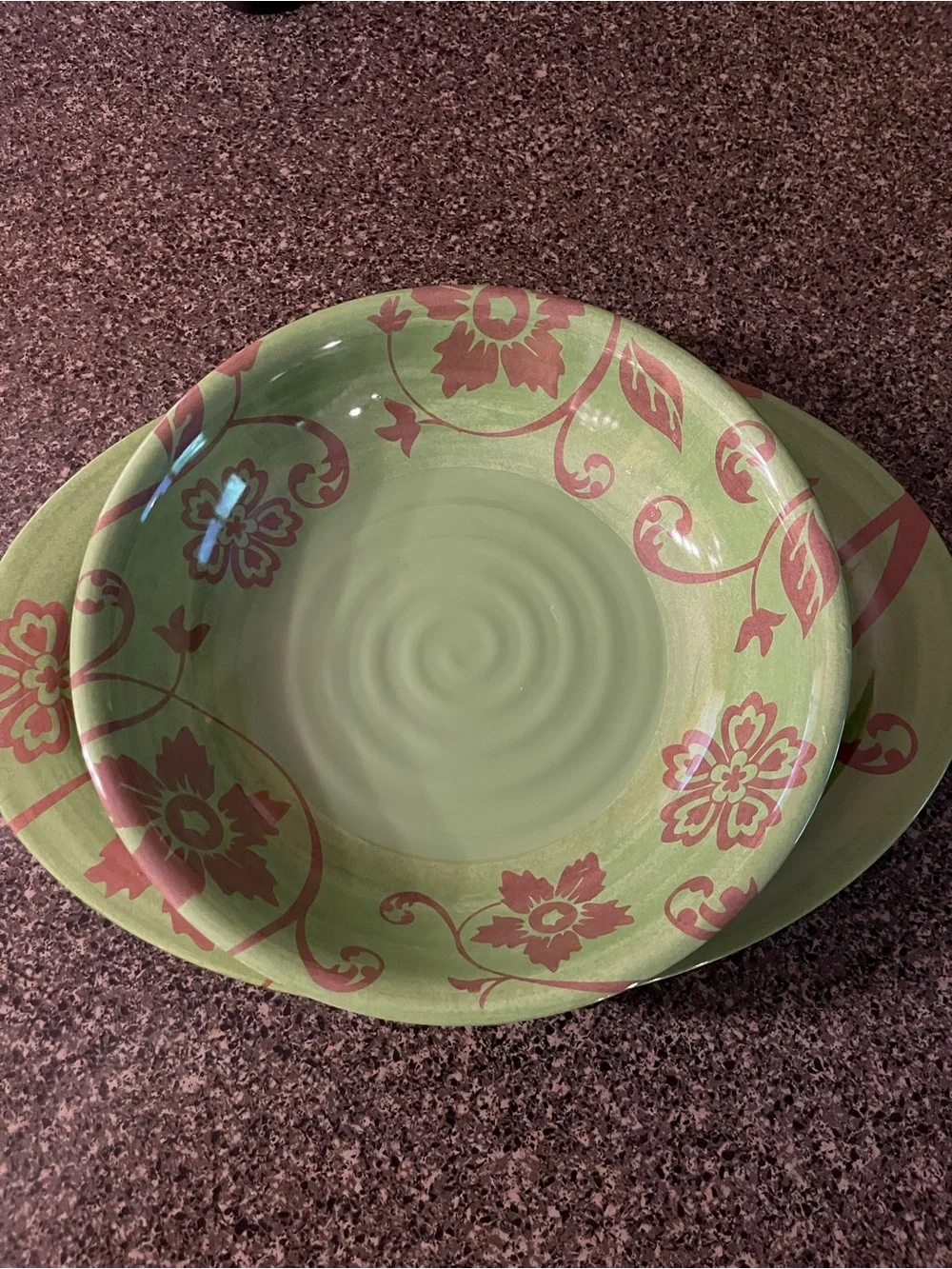 TarHong  Melamine Large Serving Bowl and Platter with Floral Motif